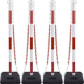 4 Pack Red White Portable Work Zone Chain Post Set, Premium Crowd Control by OranLite