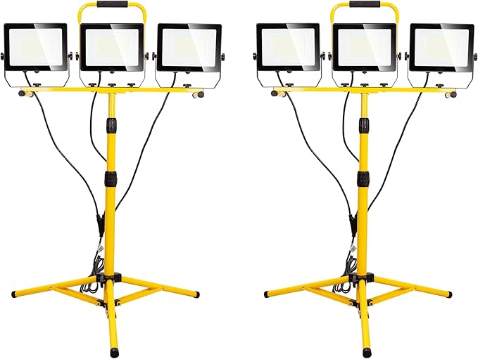 30000 Lumen Work Lights with Stand, 300W Three Head LED Work Light, Waterproof by Stanlips