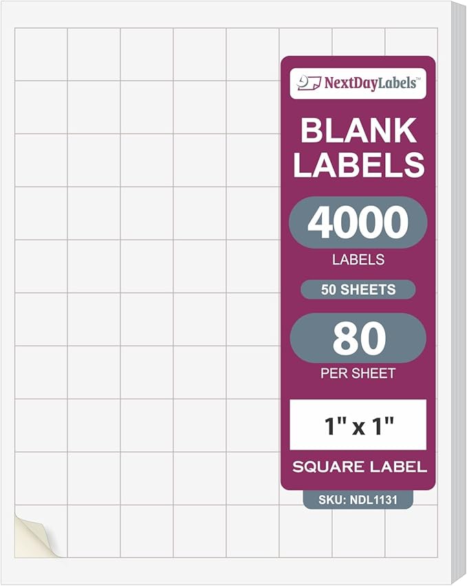 NextDayLabels – 1" x 1" Square Sticker Labels by NextDayLabels