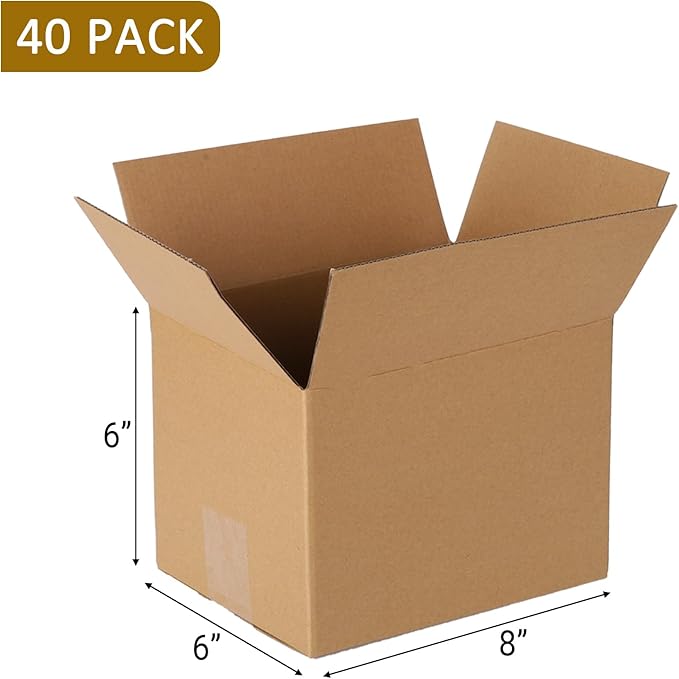 40 pack 8x6x6 inch Cardboard Box Mailers, Kraft Corrugated Mailer Cardboard - Image 2