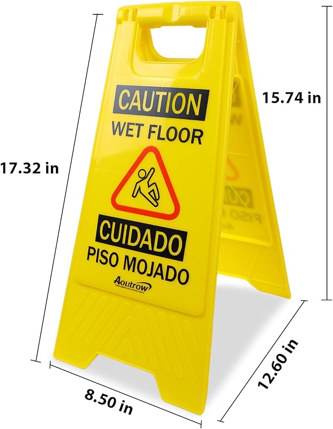 Caution Wet Floor Sign, Bilingual Foldable Safety Sign - Image 3