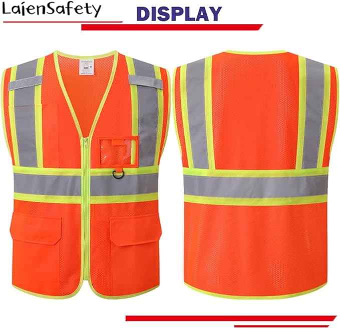 Safety Vest for Men Women, Hi Vis Construction Mesh Class 2 High Visibility - Image 5