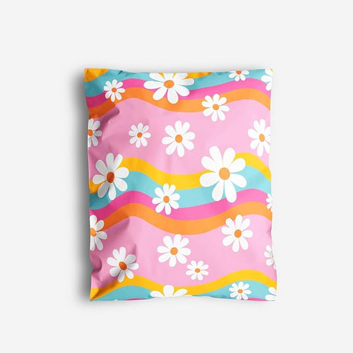 10x13 Poly Mailers – Groovy Daisy – Waterproof, Tear-Resistant Shipping Bags by PackageMint
