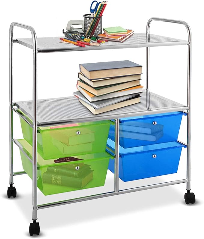 Giantex Rolling Storage Cart w/ 4 Drawers 2 Shelves Metal Rack Shelf Home - Image 5