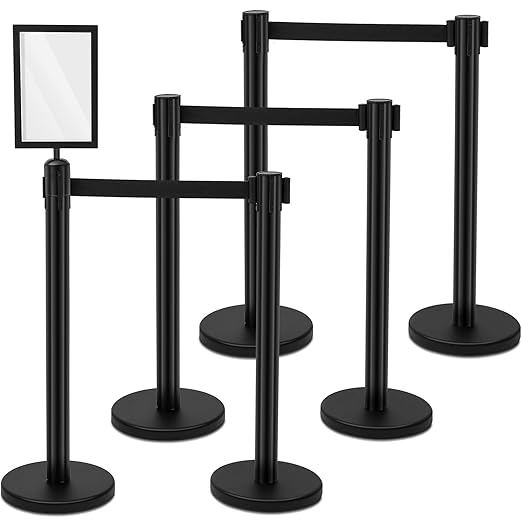 Geelin 6 Pack 16 ft Heavy Duty Crowd Control Stanchions Stainless Steel by Geelin
