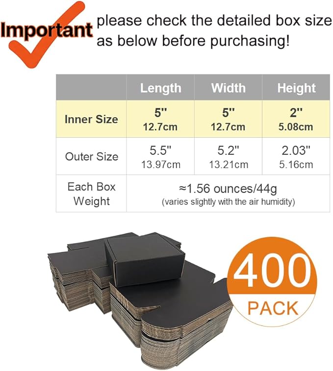 400 Pack 5x5x2'' Small Shipping Boxes, Corrugated Cardboard Mailers - Image 2