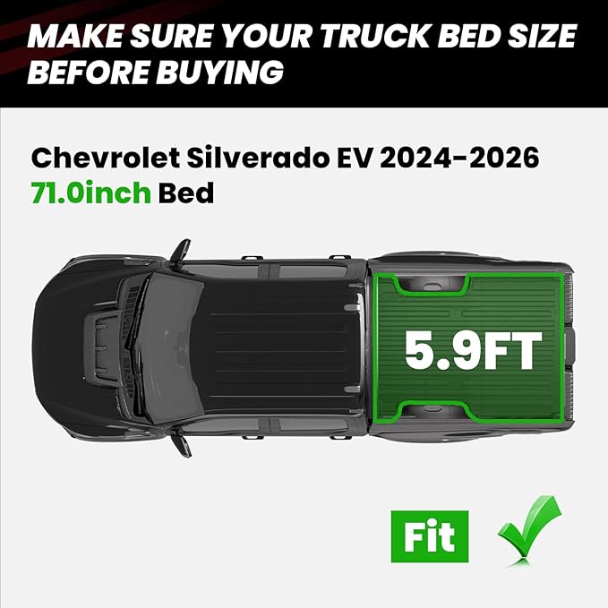 LASFIT Truck Bed Mat for Chevrolet Chevy Silverado EV WT 2024-2026 5.9FT Only - Image 2