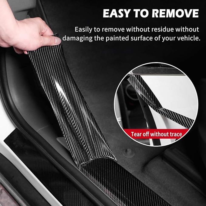 CloudBuyer Universal Car Door Edge Protector, Carbon Fiber 5D Gloss Black Vinyl - Image 4