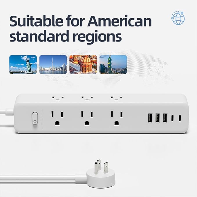 Surge Protector Power Strip, 9 Widely Spaced Outlets, 3 USB A & 2 USB C Ports - Image 6