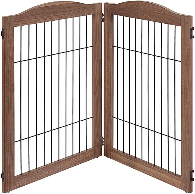 unipaws 44" Wide Dog Gate and Extension Kit, Free Standing Pet Gate, Wooden Dog by unipaws