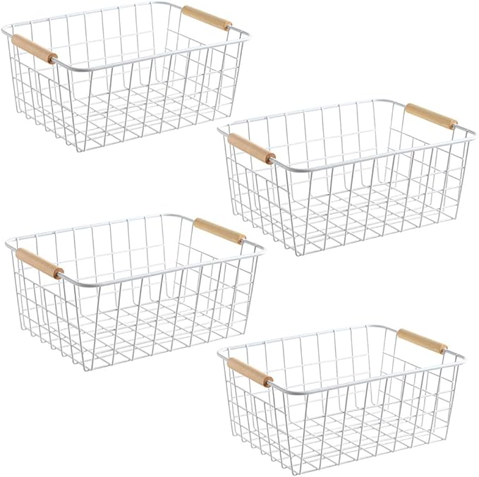 LeleCAT White Wire Baskets for Organizing by HomeSpaceStorageBasket