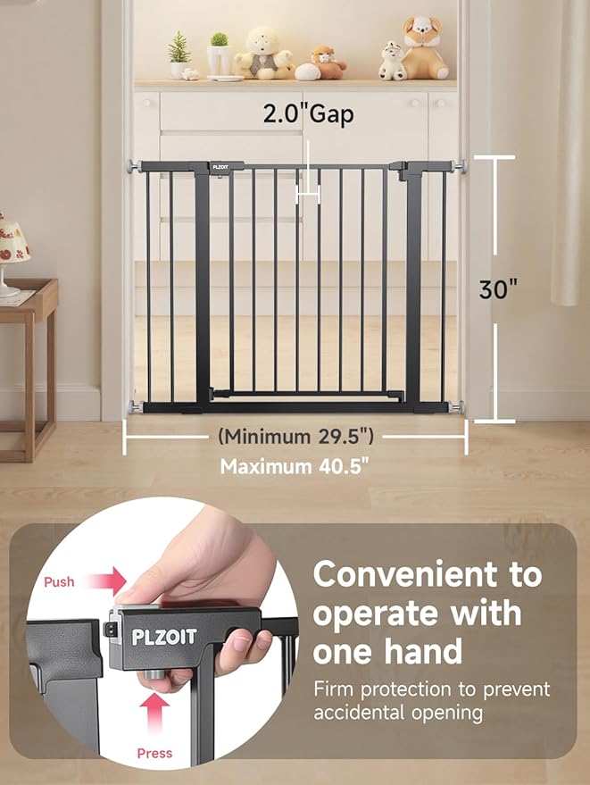 29.5-40.5" Baby Gate for Stairs, Dog Gate for Doorways, Walk Thru Auto Close - Image 4