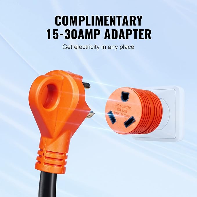 VEVOR 30 Amp RV Extension Cord, 25 ft, Heavy Duty STW 10/3 AWG RV Power Cord - Image 5