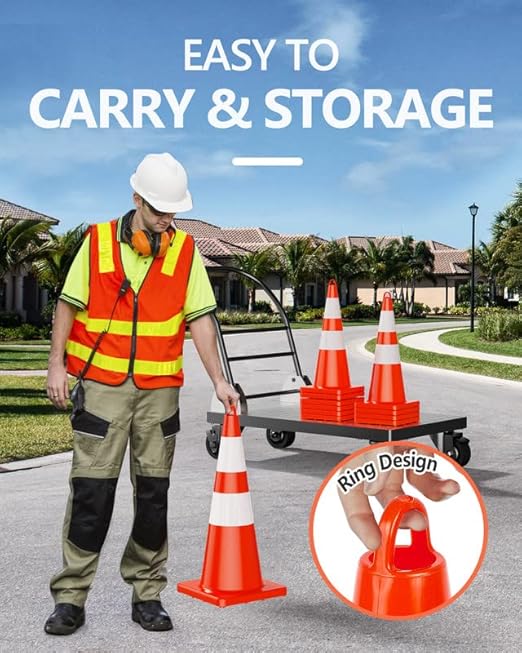 BATTIFE 12 Pack Traffic Safety Cones 28 Inches - Image 8