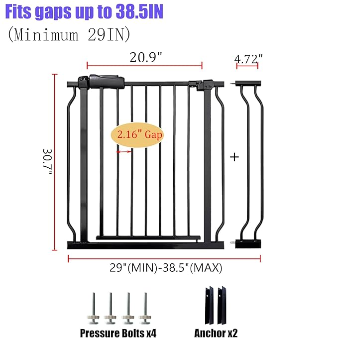 Walk Through Baby Gate 29-38.5 Inch Wide Openings Large Baby Gate - Image 2