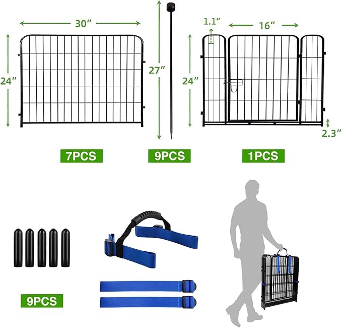 ADAVIN Garden Fencing 24 Inch High, Low Threshold Gate, 8 Panels Total 19.7 Ft - Image 2