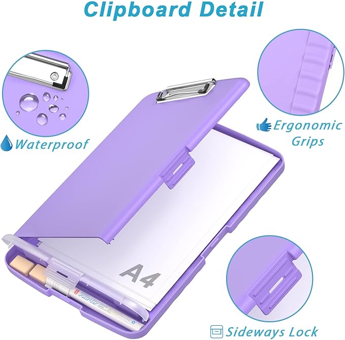 Rimilak Plastic Clipboard with Storage, 8.5 x 11 High Capacity Folio Nursing - Image 5