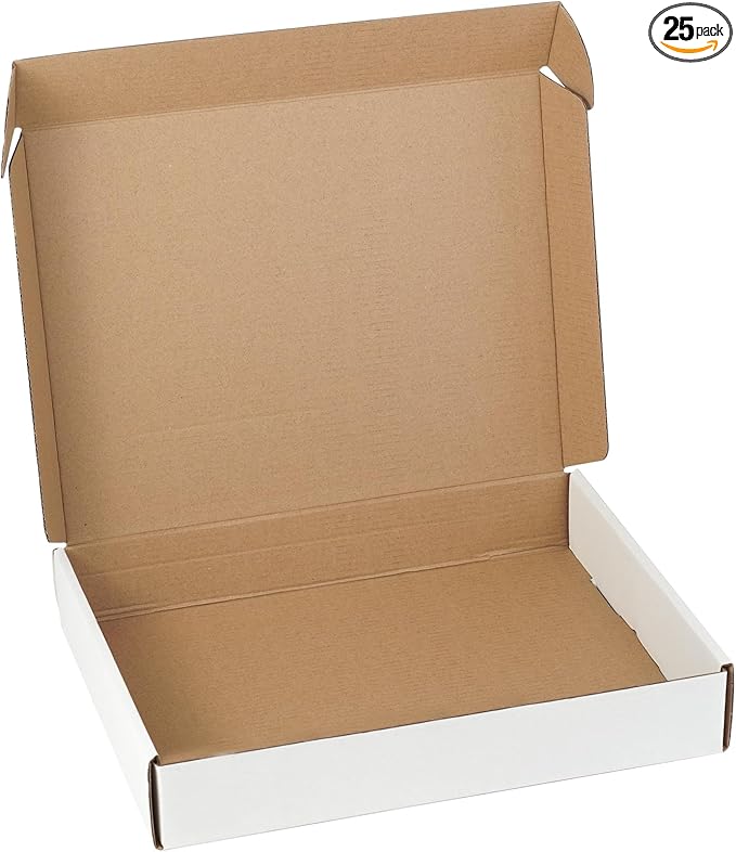 25 Pack 12"x9"x2" inch Small Shipping Boxes White Corrugated Cardboard Box by Unknown