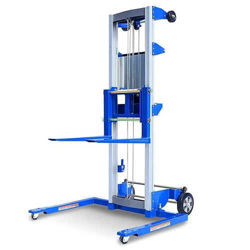 122" 400lbs Material Lift Winch Stacker, Hand Winch Lift Truck by ELOMBR