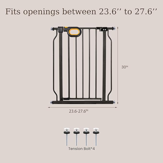 owlie Small Narrow Baby Gate for Stairs Doorways Hallways 23.6-27.6 Inch Wide - Image 3