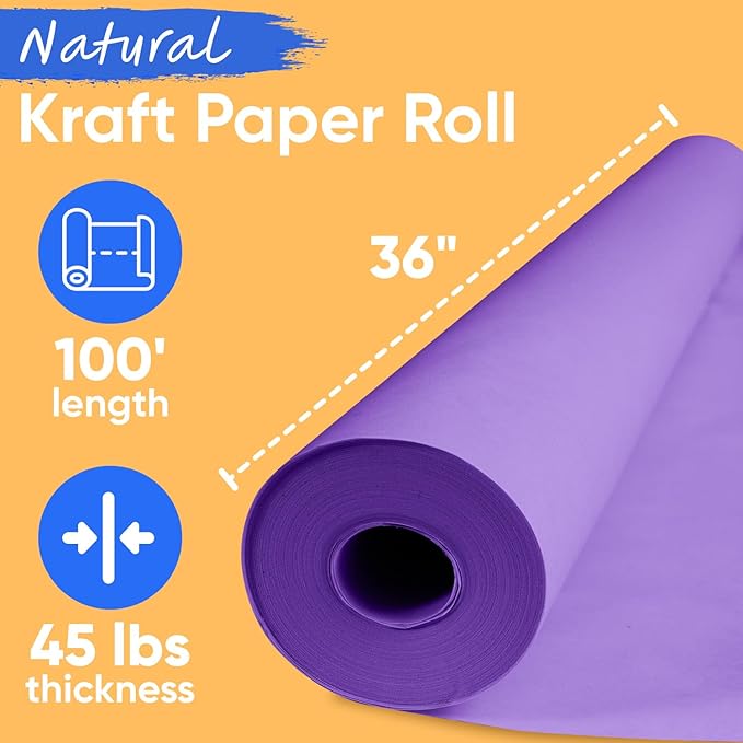 USA Made 36" x 1200" Lilac Kraft Paper Roll, 45 lbs Thickness, American Quality - Image 2