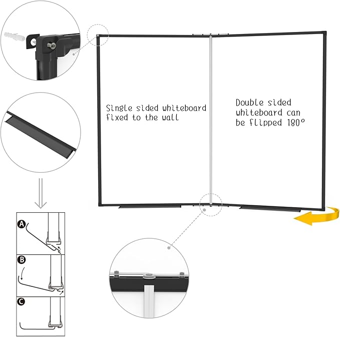 Magnetic Dry Erase White Board 48x36 Inch, 4x3 WhiteBoard Foldable Aluminum - Image 4