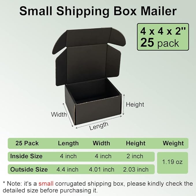 4x4x2'' Small Shipping Boxes 25 Pack, Mailing Packaging Supplies - Image 2