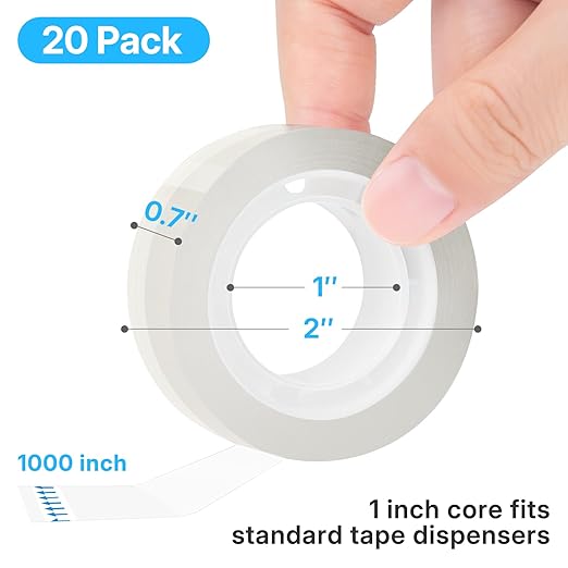 OWLKELA 20 Rolls Transparent Tape Refills, All-Purpose Transparent Glossy Tape - Image 2