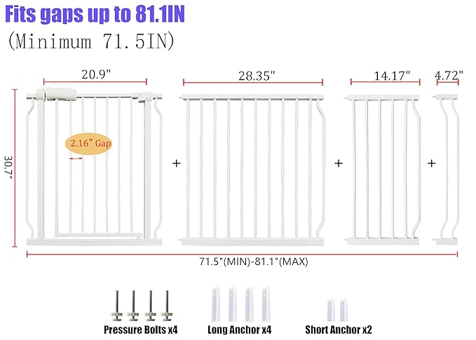 Extra Wide 76.4-81 Inch Large Baby Gates - Image 2