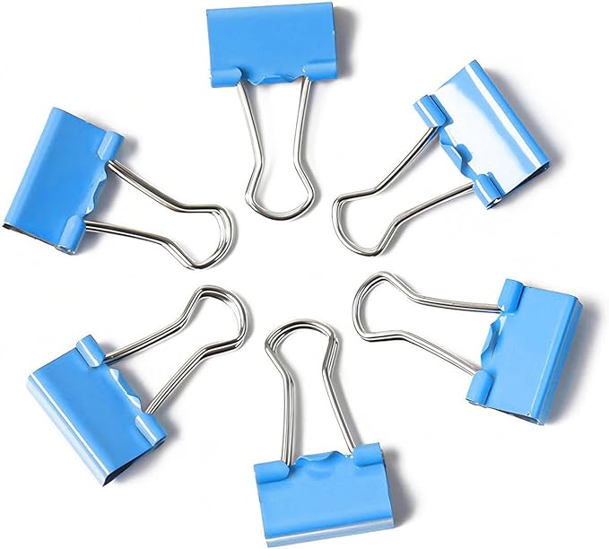50 Pack Medium Blue Binder Clips 1 Inch, Colored Paper Clamps, Middle Size - Image 3