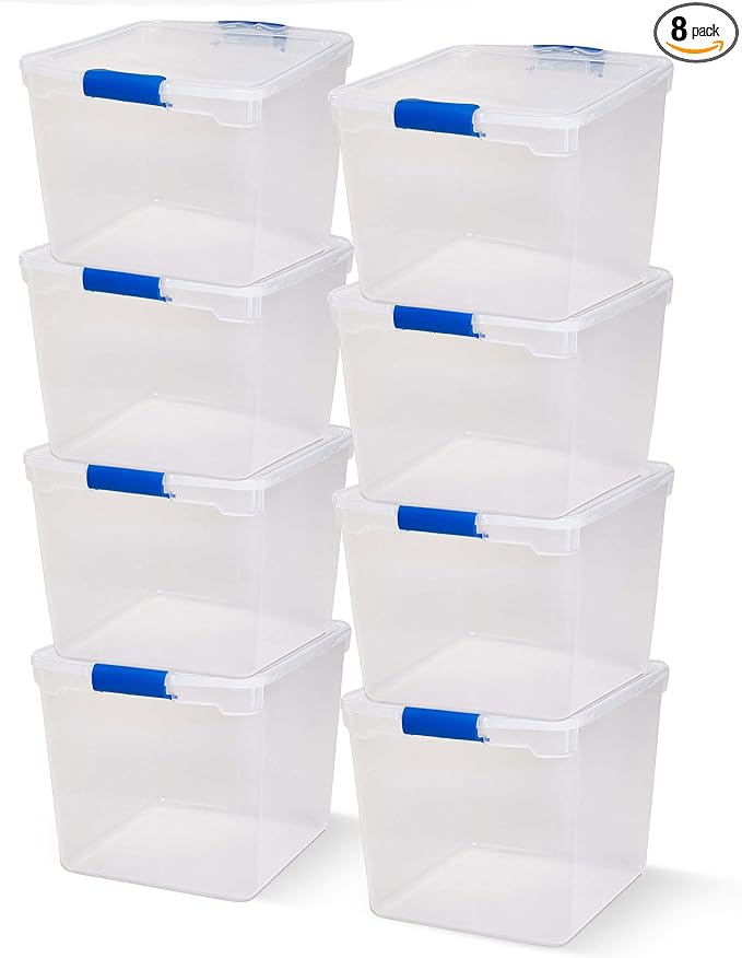 HOMZ 8-Pack Secure Latch, 31 Quart, and Office Organization by Homz