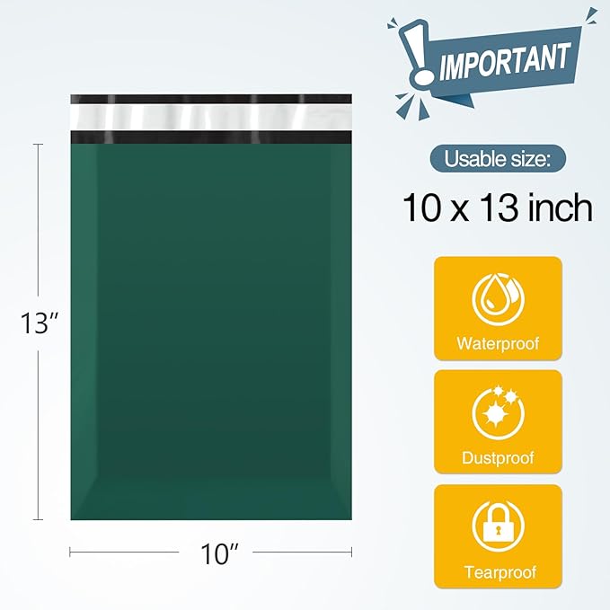 Famagic 200pcs Poly Mailers 10x13 Inch Shipping Bags Ultramarine Green Shipping - Image 2