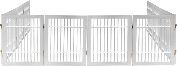 Pet Dog Gate Strong and Durable Freestanding Folding Acacia Hardwood Portable - Image 7