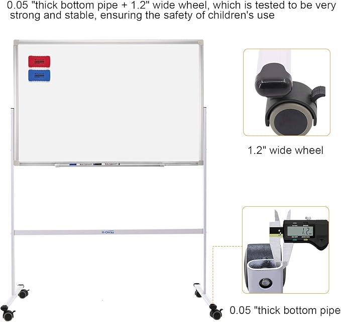 H-Qprobd Mobile Whiteboard 36"x24" Magnetic Dry Erase Board - Image 6
