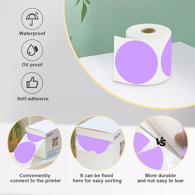3 X 3 Inch Color Coding Dot Labels Circle Thermal Printable Waterproof 500 Pcs - Image 4