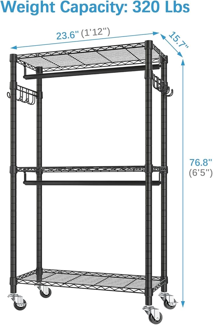 VIPEK R2 Mini Rolling Clothes Rack Heavy Duty Clothing Rack - Image 6