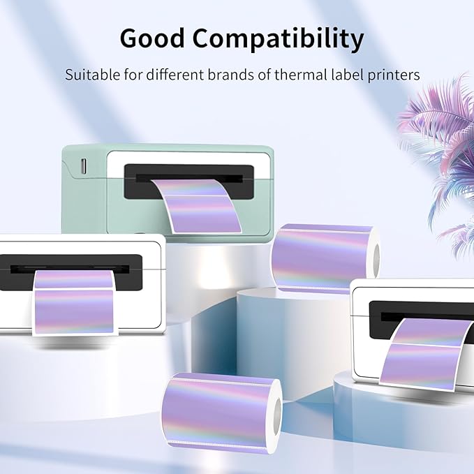 3x2 Inch Holographic Thermal Labels, Rainbow Glitter Thermal Stickers - Image 3