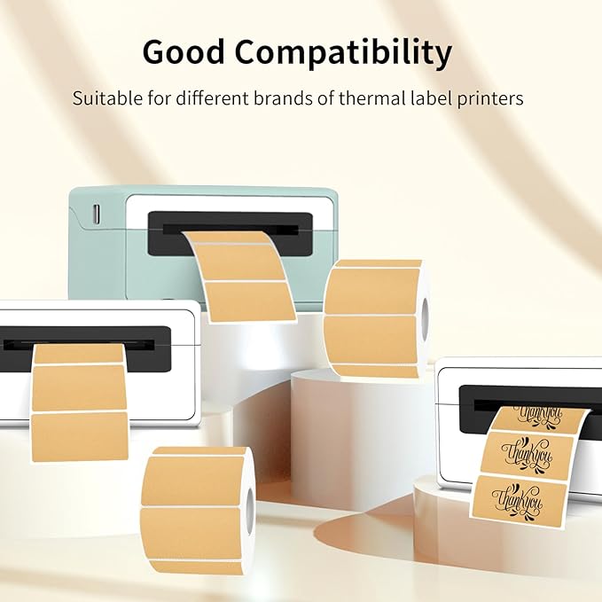 Brown Thermal Labels Stickers, 3x2 inch Direct Thermal Labels Stickers - Image 3