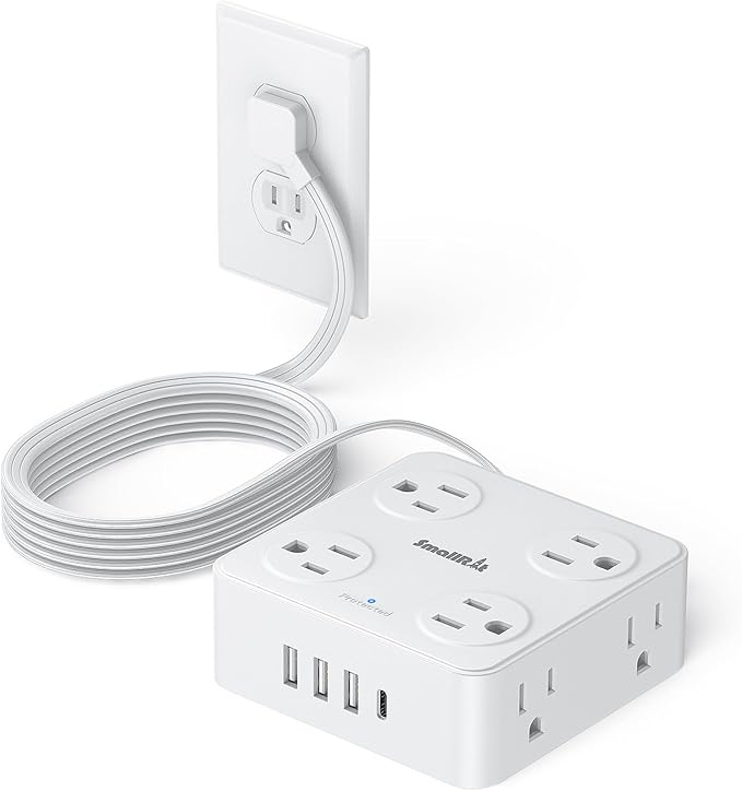 6.5Ft Power Strip with Surge Protector, 8 Outlets 4 USB Ports Extension Cord by SMALLRT