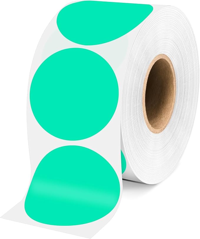 2 Inch Aqua Circle Stickers 500 Pcs, Permanent Color Coding Dots by WANSTE