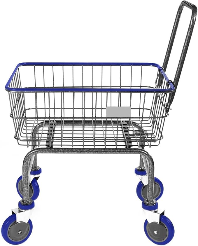 Rolling Laundry Cart with Wheels, Metal Wire Basket, Heavy Duty Utility Cart - Image 2