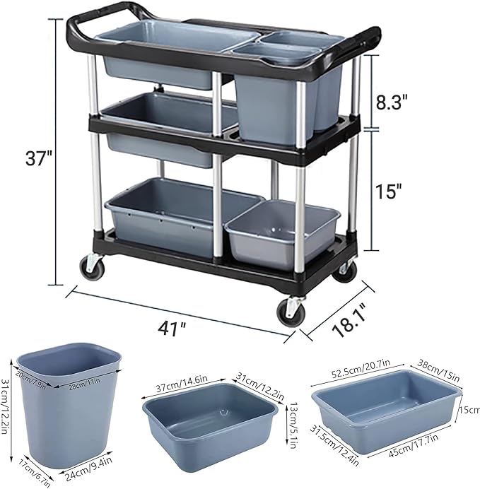 ZQZ-Store Storage Cart 3 Tier Heavy Duty Commercial Grade Utility Cart - Image 2