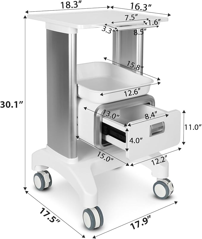 Medical Trolley Mobile Ultrasound Cart 135 LBS Load Professional Portable - Image 2