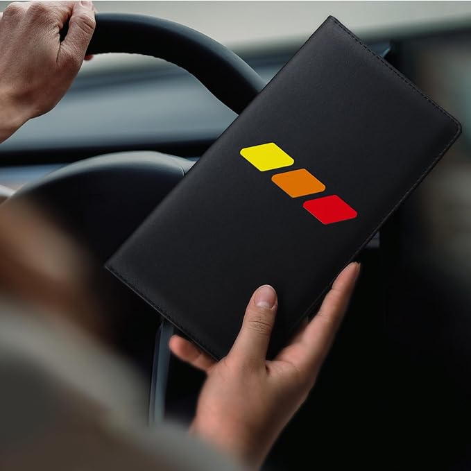 Tri-Color Sports Car Leather Registration and Insurance Holder, Vehicle Glove - Image 3