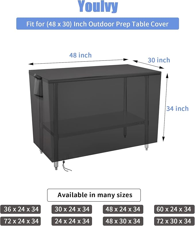 Outdoor Prep Table Cover 48 Inch, Waterproof Patio Stainless Steel Metal BBQ - Image 3