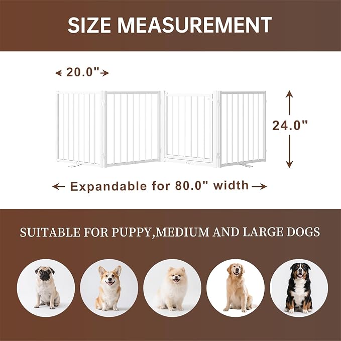 4 Panels Full Metal Freestanding Dog Gates - Image 2