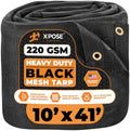 Xpose Safety Heavy Duty Mesh Tarp 10' x 41' – Multipurpose Black Protective Cover with Air Flow - Use for Tie Downs, Shade, Fences, Canopies, Dump Trucks – Weather and Tear Resistant by XposeSafety