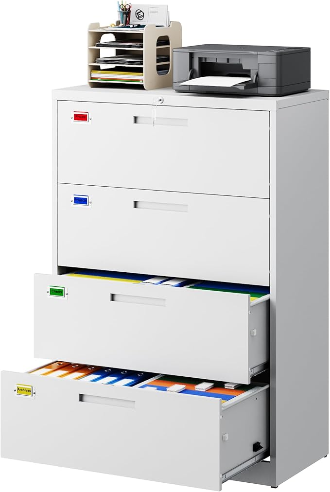 4 Drawer File Cabinet, Lateral Filing Cabinets by PEUKC