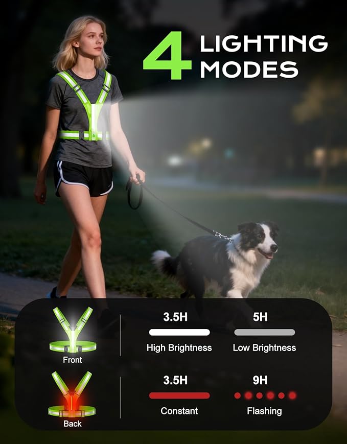 LED Reflective Vest Super Bright Lighting, 360° Visible Running Light - Image 3