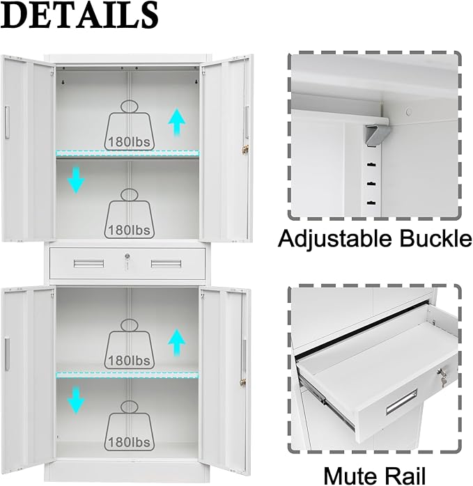 BESFUR 71" H Metal Storage Cabinet - Image 4